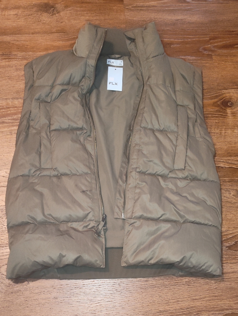 FLX Mens Quilted Puffer Vest in Olive